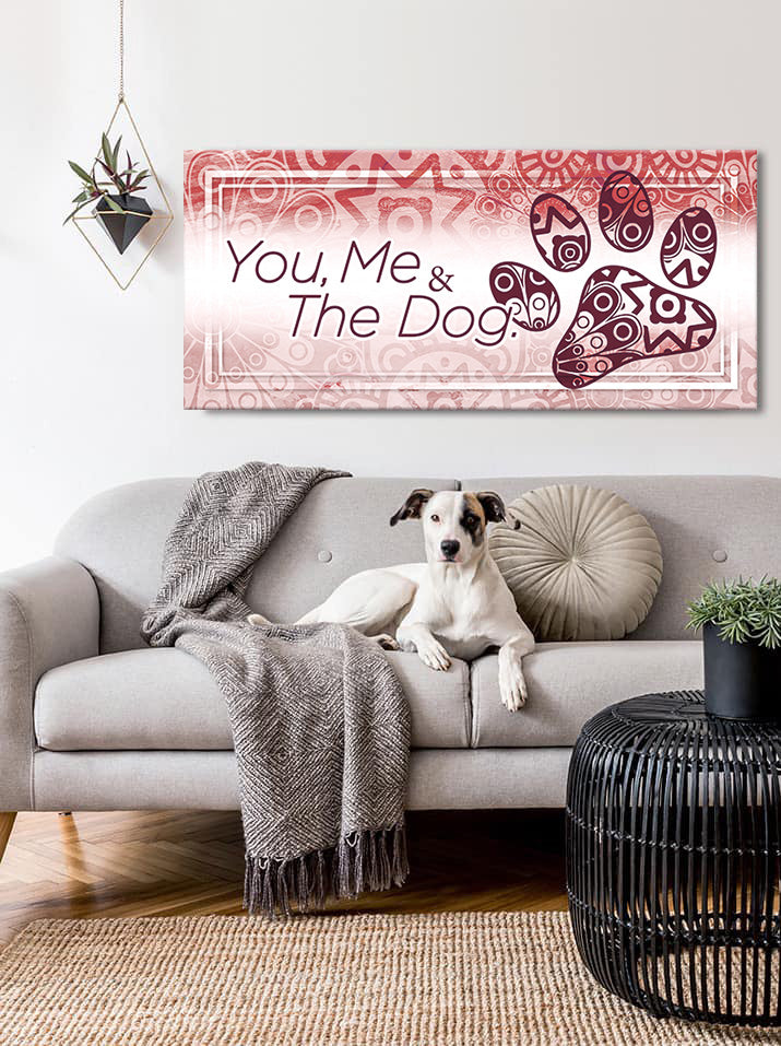 Hot Deal! Ready-to-Hang Wood Frame Couples Wall Art - You, Me & The Dog V11