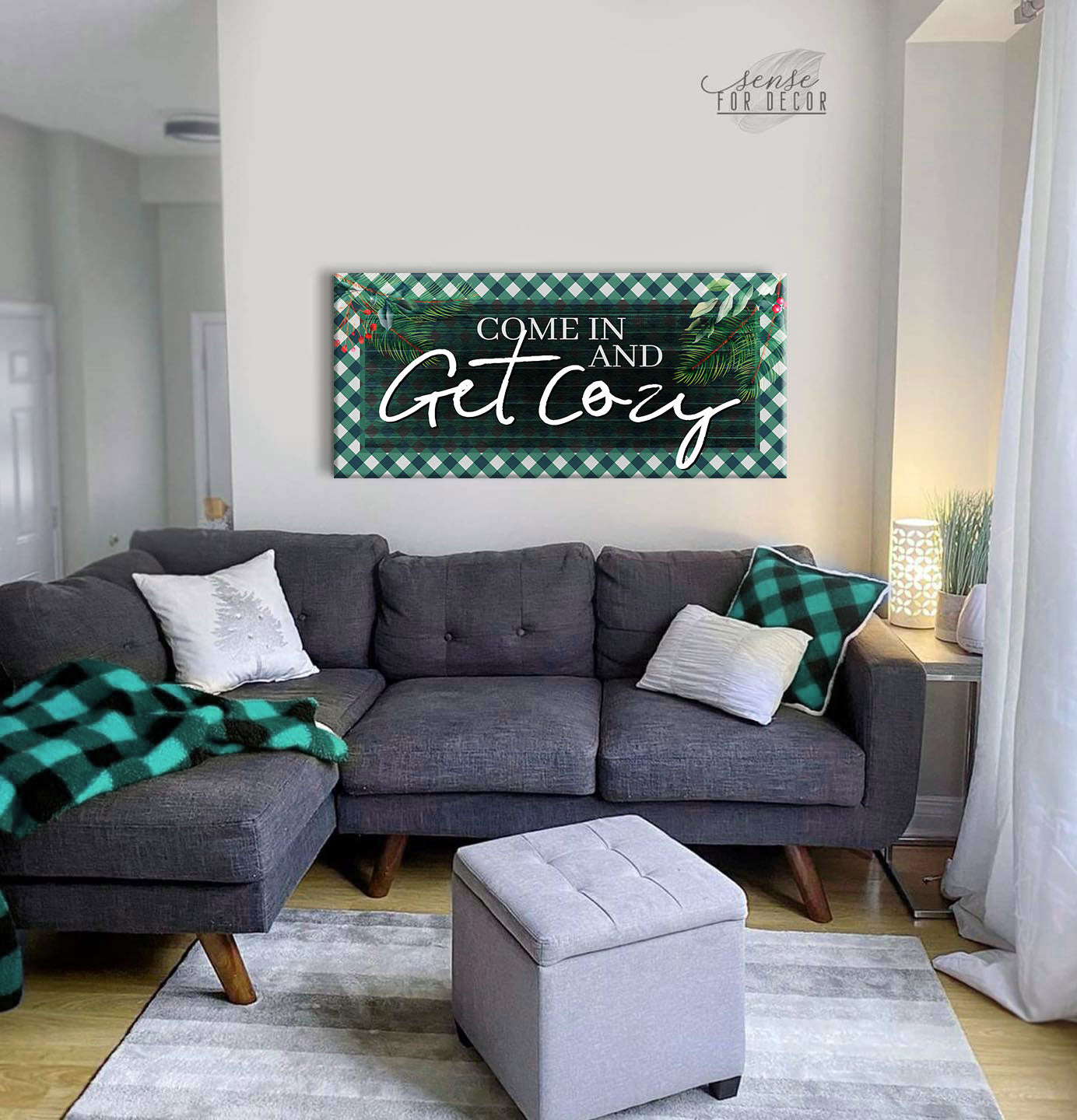 Holiday Wall Decor: Cozy 'Come In' Artwork with Wood Frame, Ready to Hang - Buy 2 Get 20% Off