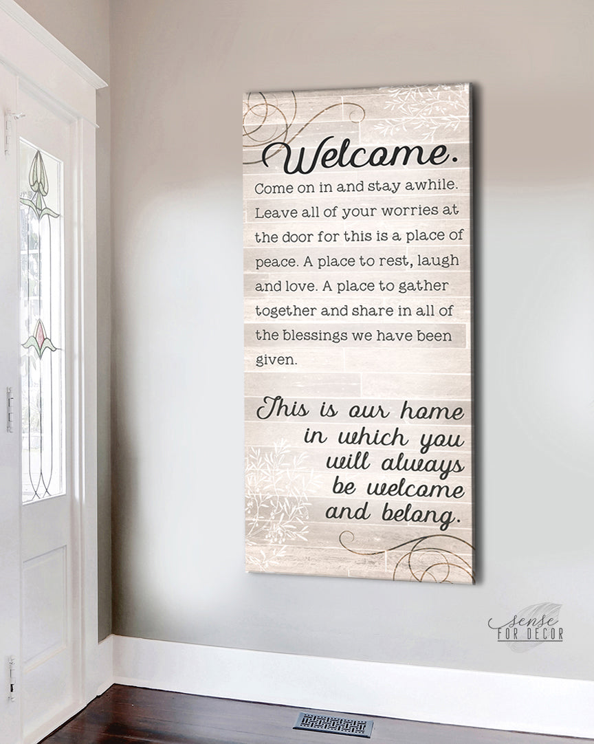 Exclusive Offer! Ready-to-Hang Wood Frame Home Wall Art: Welcome and Stay