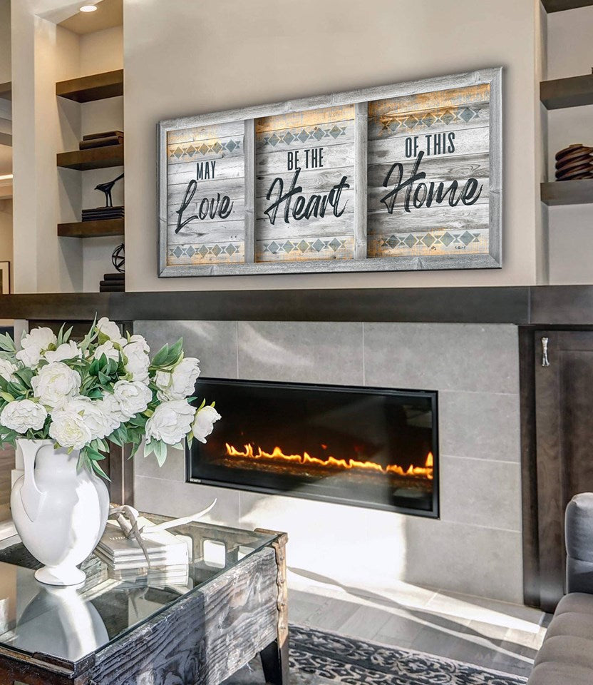 Exclusive! Home Wall Art - May Love Be The Heart Of This Home V4 with Wood Frame, Ready To Hang