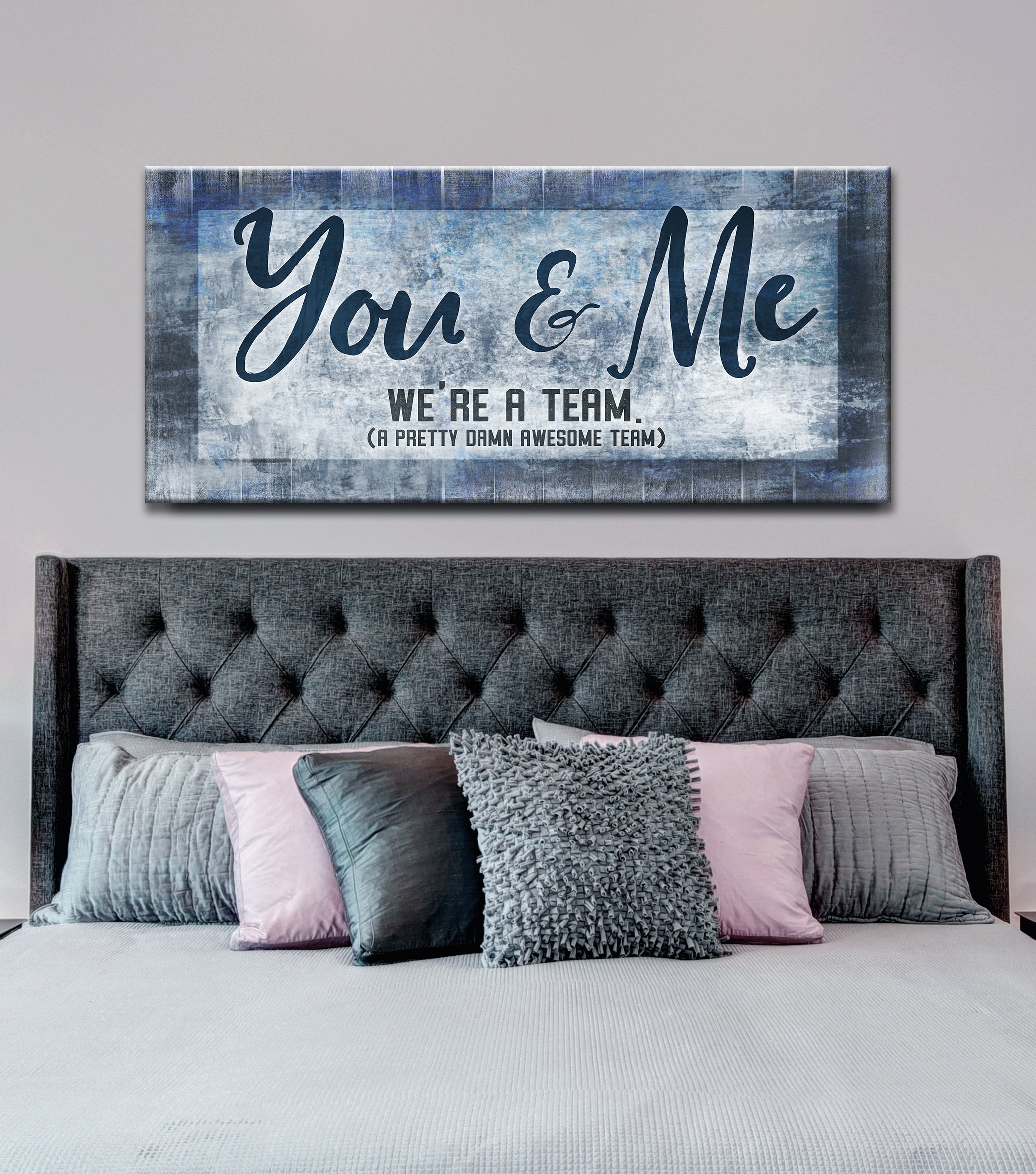 High - Quality Couples Wall Art: 'You & Me, A Perfect Team' with Wood Frame, Ready to Hang