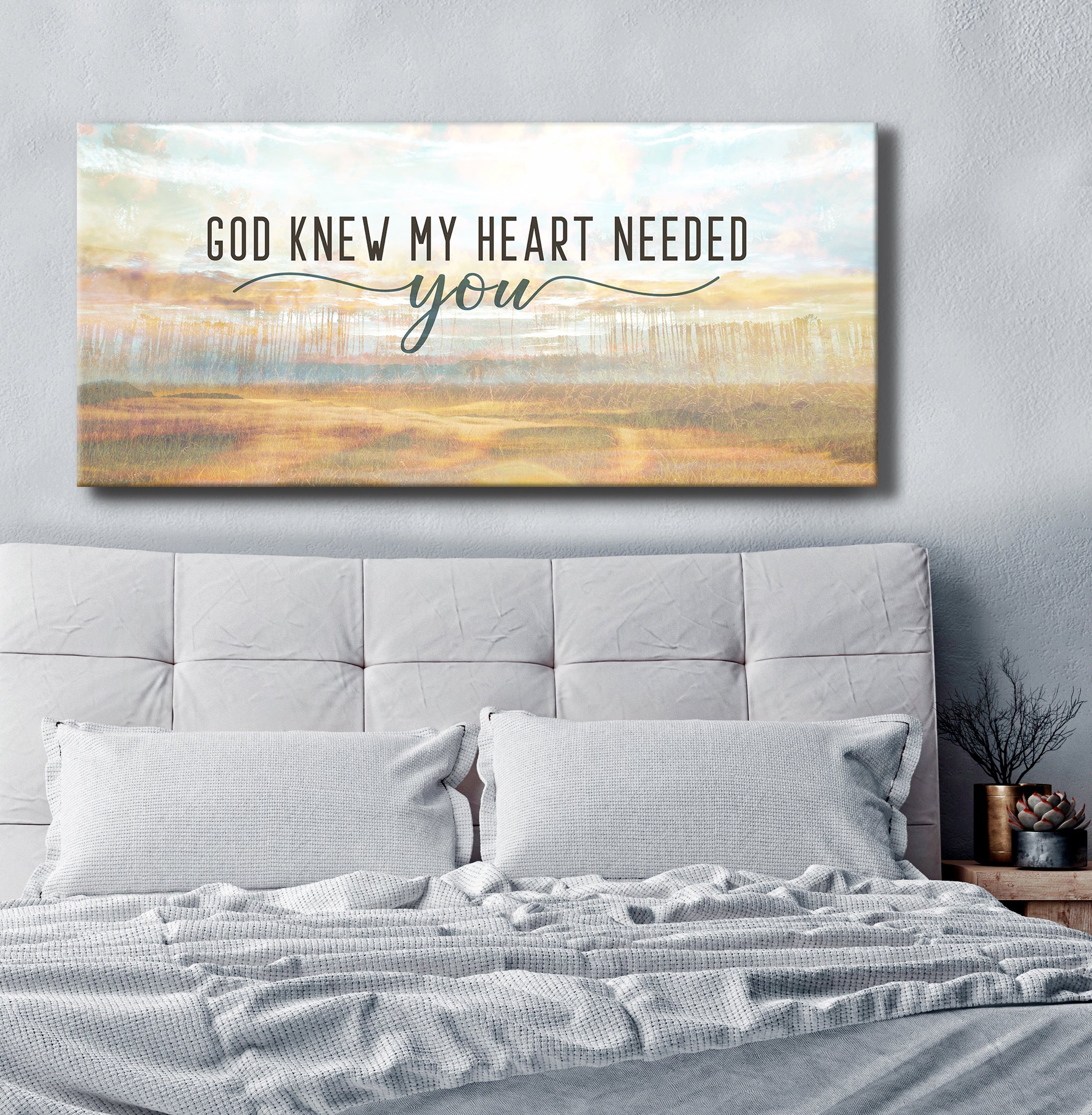 Christian Wall Art: High - Quality Wood - Framed 'God Knew My Heart Needed You' V5, Ready To Hang