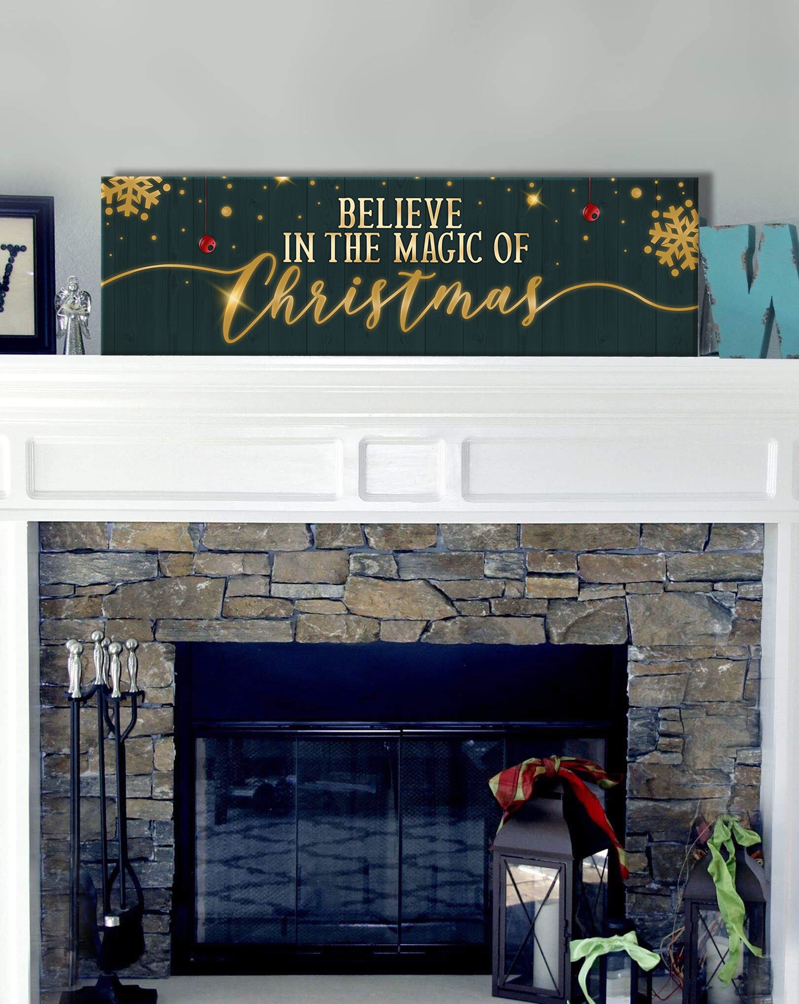Hot! Christmas Wall Art with Wood Frame, Ready to Hang: Believe in the Magic