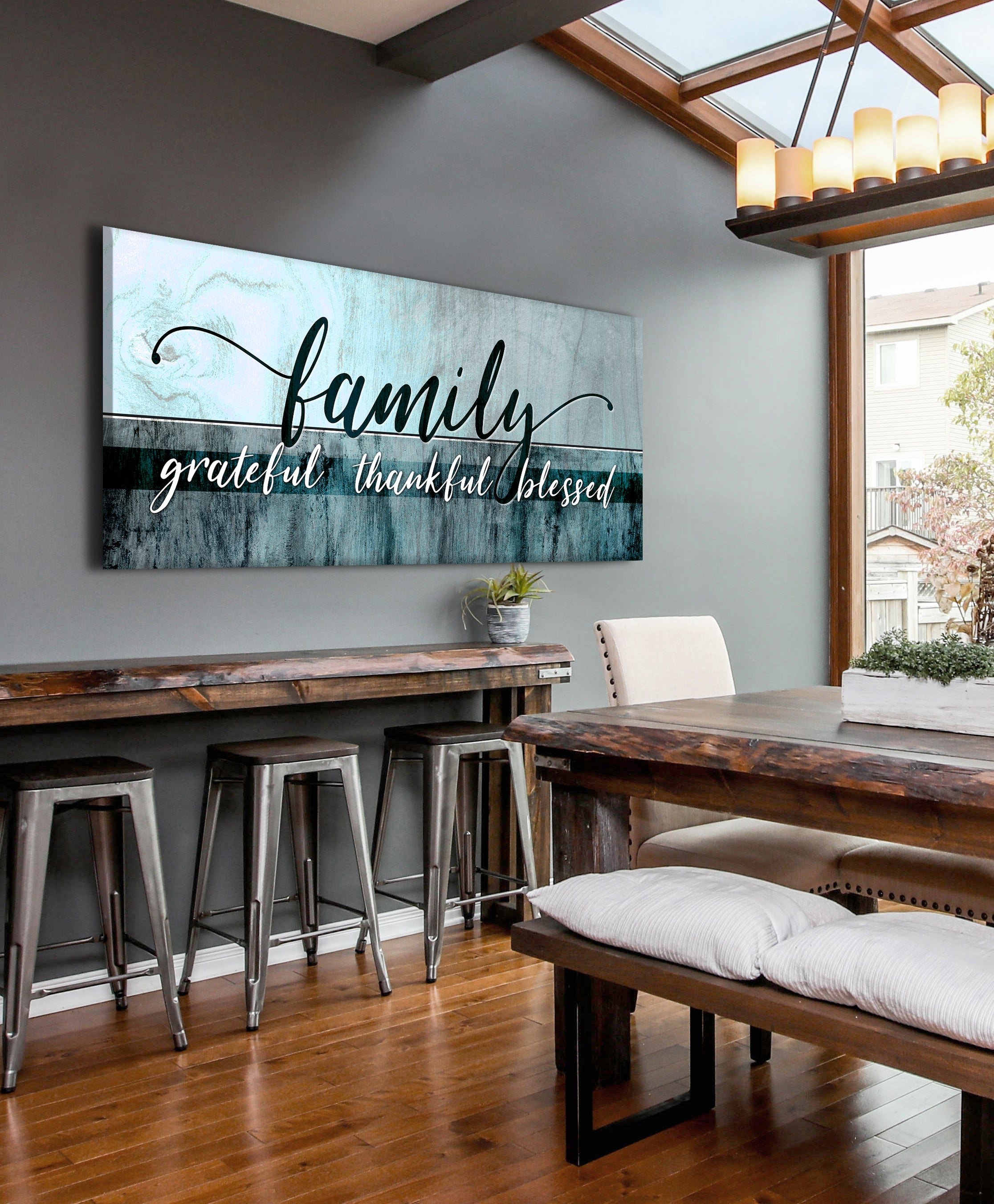 Exclusive Family Wall Art: 'Grateful, Thankful, Blessed' in Wood Frame - Ready to Hang! Buy 2 Save 20%