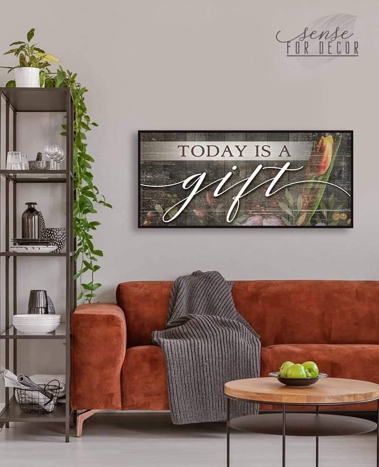 Hot! Christian Wall Art - 'Today is a Gift V3' with Wood Frame, Ready to Hang