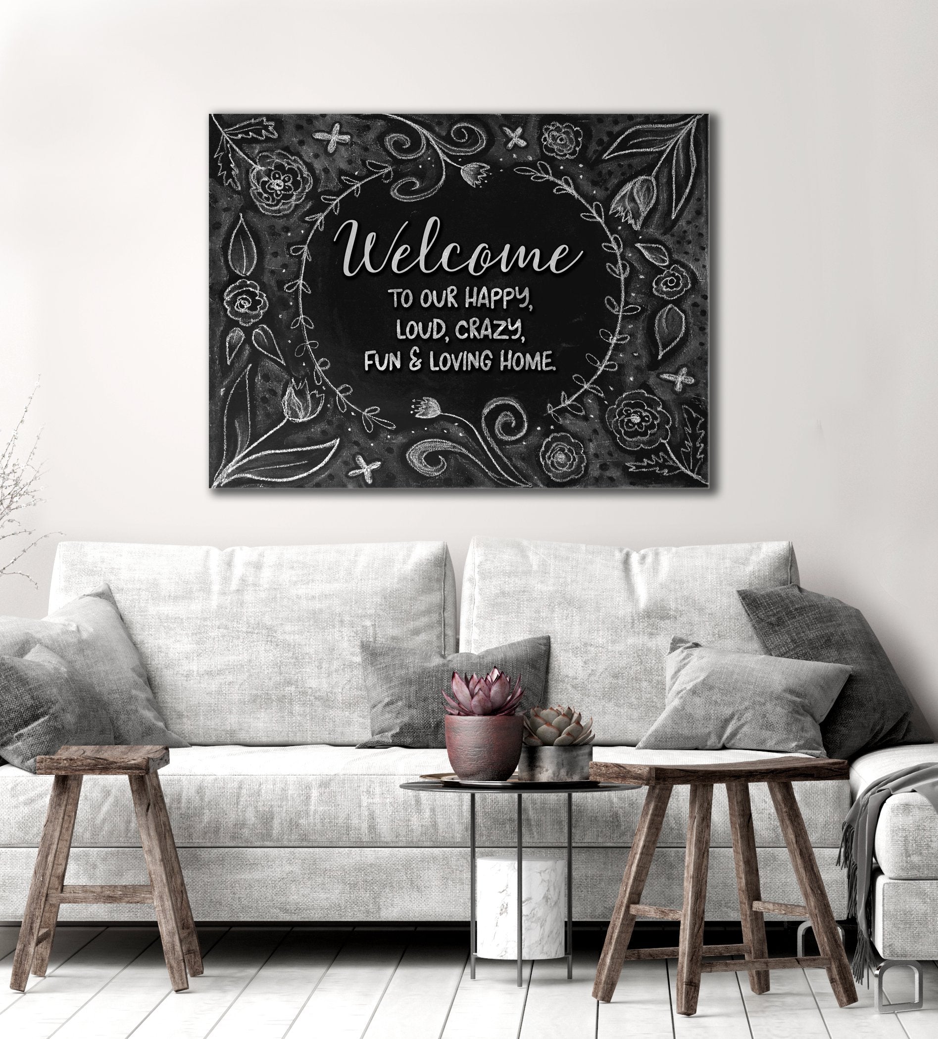 Ready-to-Hang Wood Frame Kitchen Wall Art: Welcome to Our Joyful, Loving Home