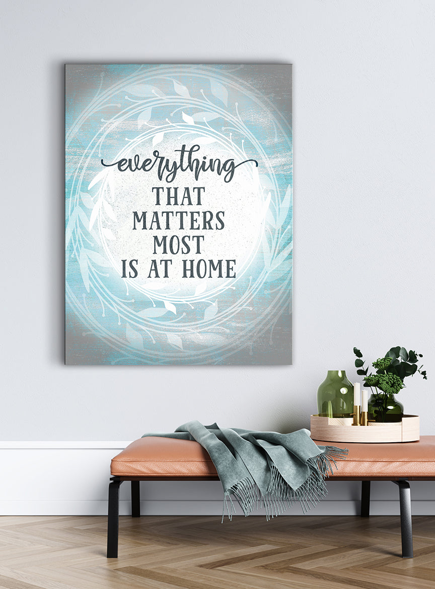 High - Quality Wood - Framed Home Wall Art: All That Matters Is at Home V2 (Ready To Hang)