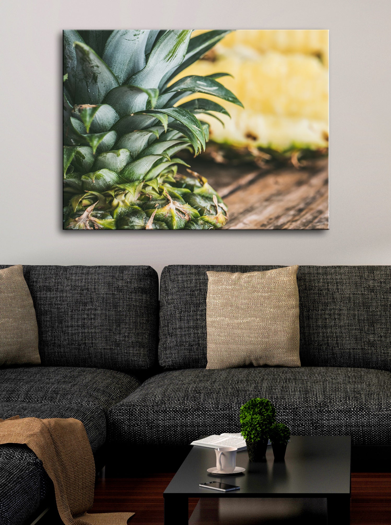 Ready-to-Hang Sliced Pineapple Wall Art with Wood Frame