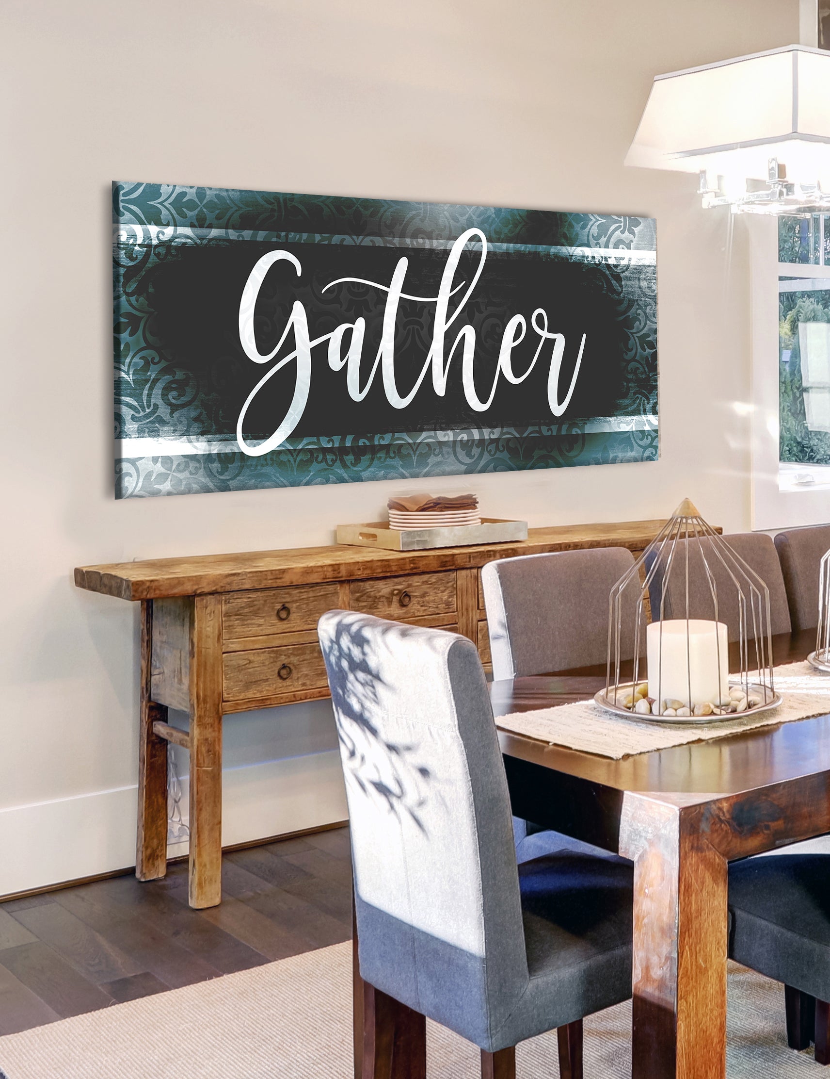 High - Quality Christian Wall Art: Gather V8 with Wood Frame, Ready to Hang