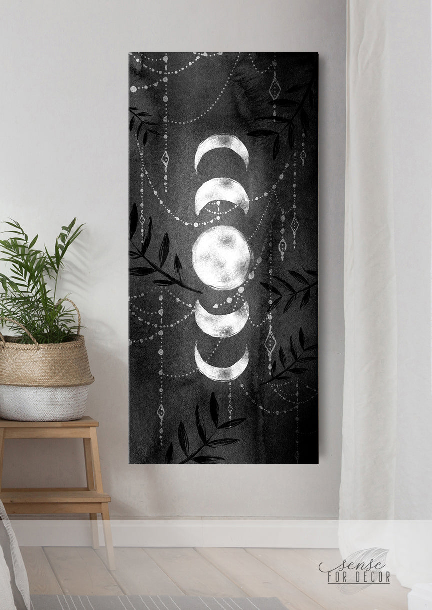 Hot! Boho Moon Phases Wall Art V3 with Wood Frame, Ready to Hang