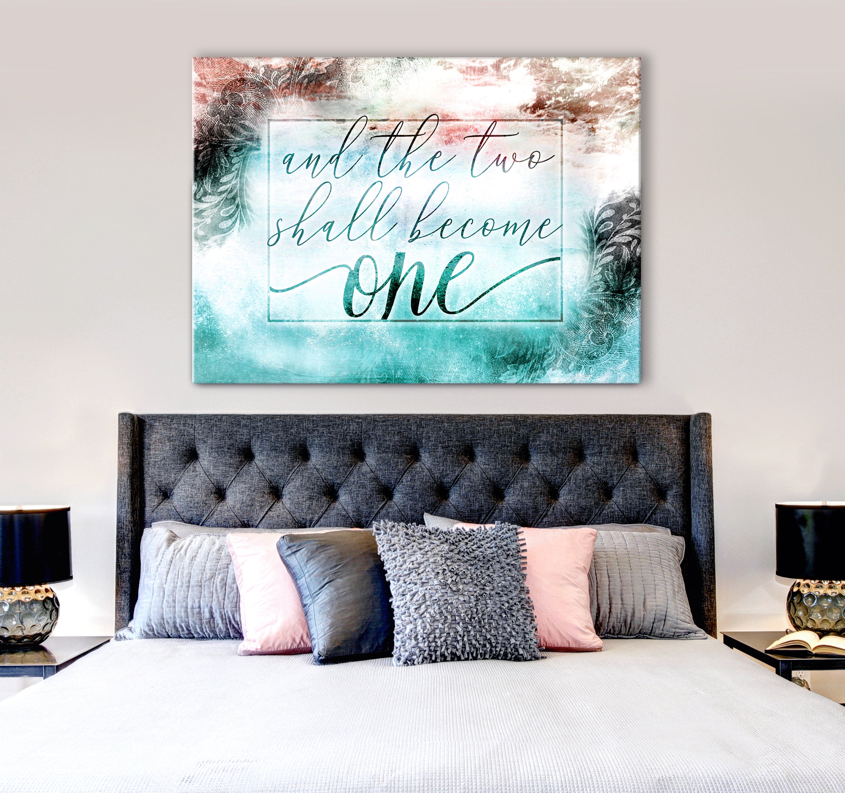 Exclusive! Couples Wall Art: 'Two Shall Become One' V3 (Ready-to-Hang Wood Frame)