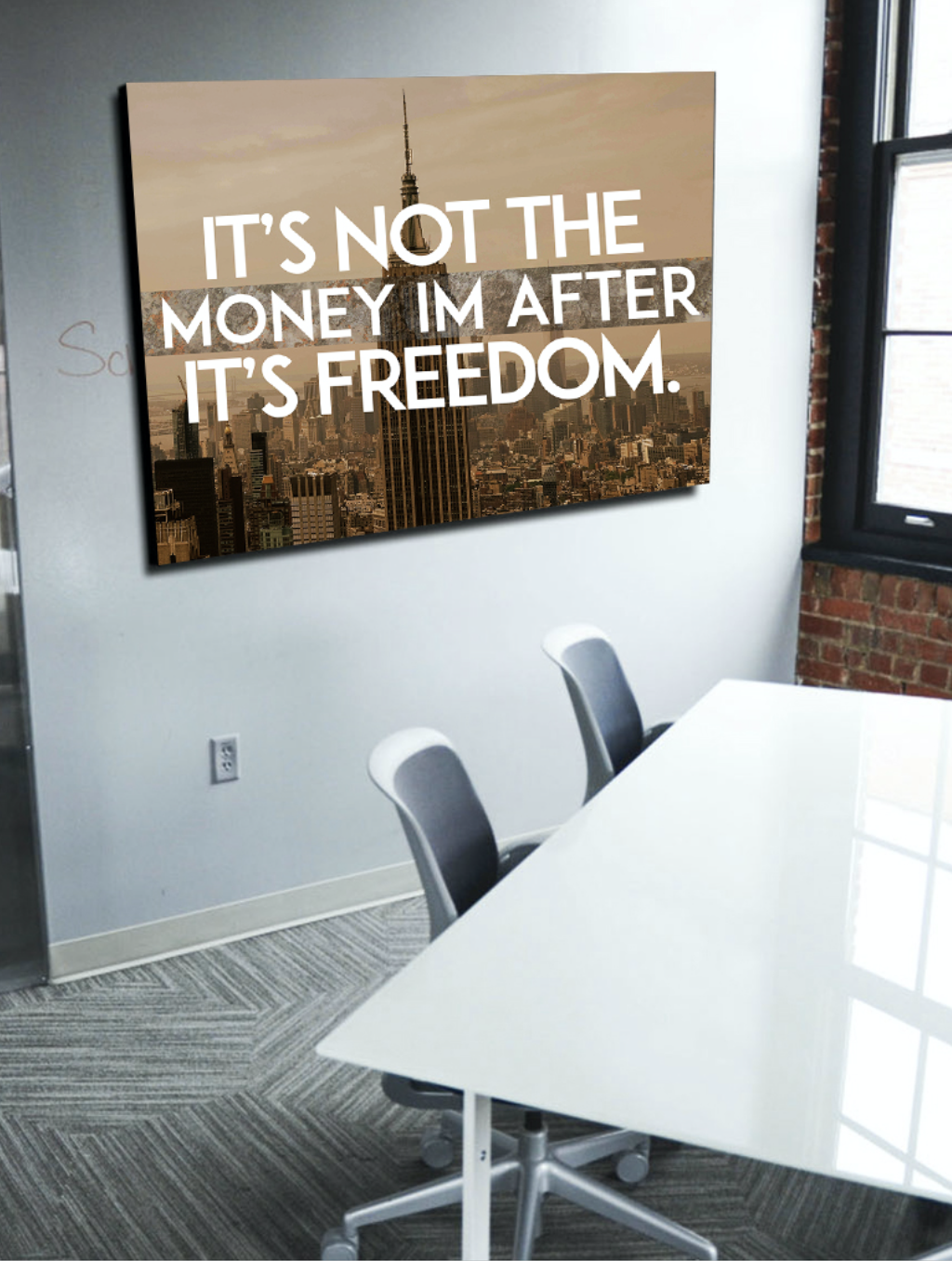 Exclusive Business Wall Art - 'I'm Doing It For The Freedom' with Wood Frame, Ready To Hang! Buy 2, Save 20%