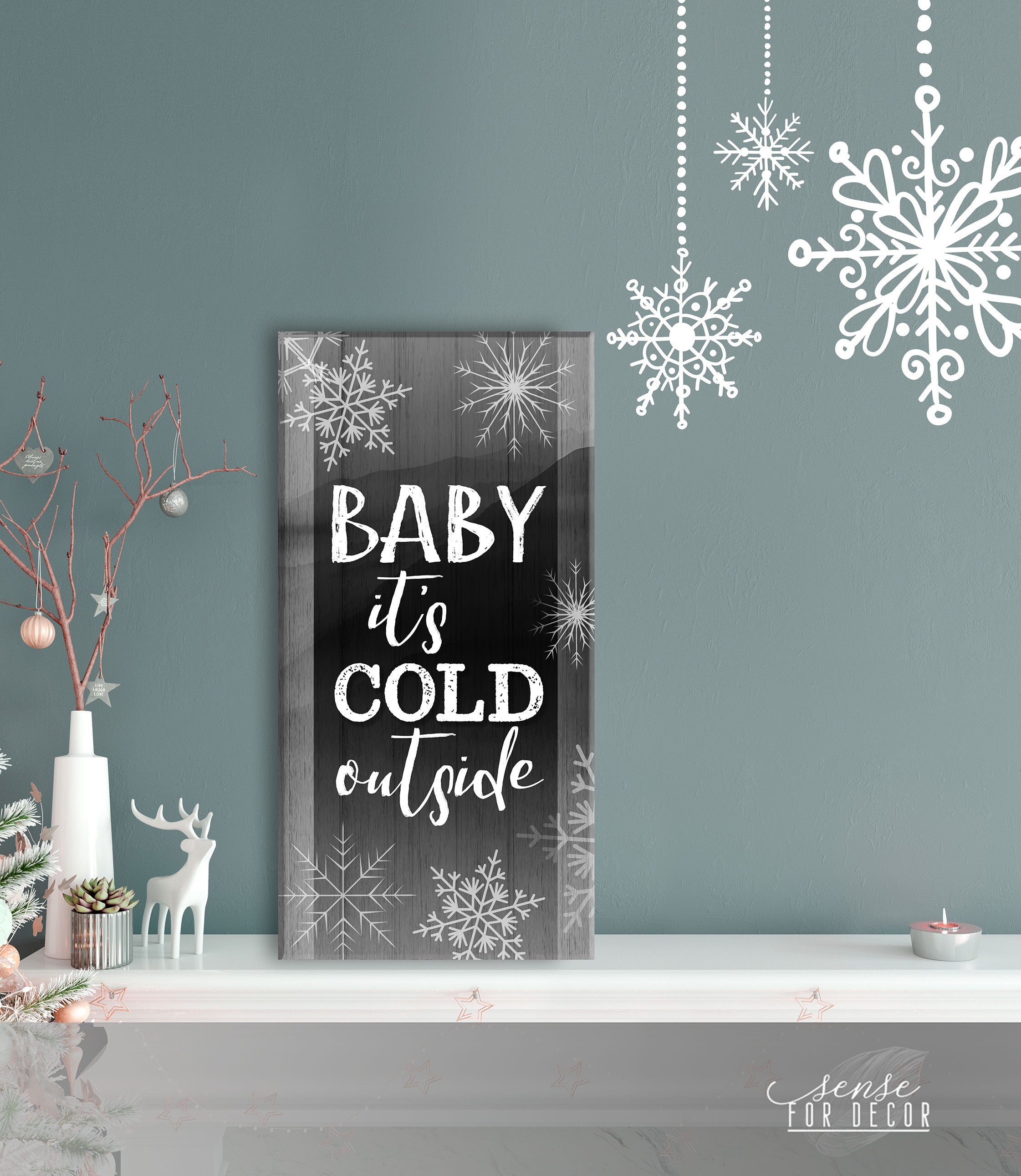Hot Deal: Ready-to-Hang 'Baby It's Cold Outside' Couples Wall Art with Wood Frame