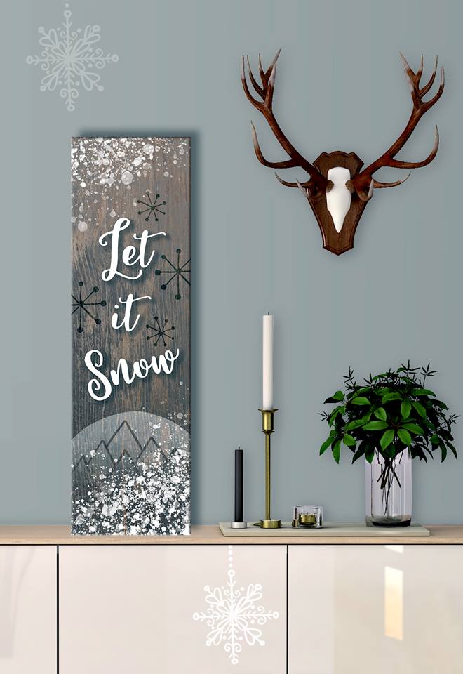Hot Deal! Let It Snow Holiday Decor Wall Art with Wood Frame, Ready To Hang