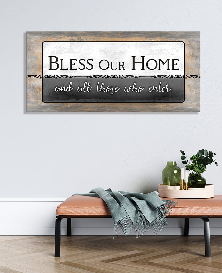 Exclusive Offer! High - Quality Wood - Framed 'Bless Our Home V7' Wall Art Ready To Hang