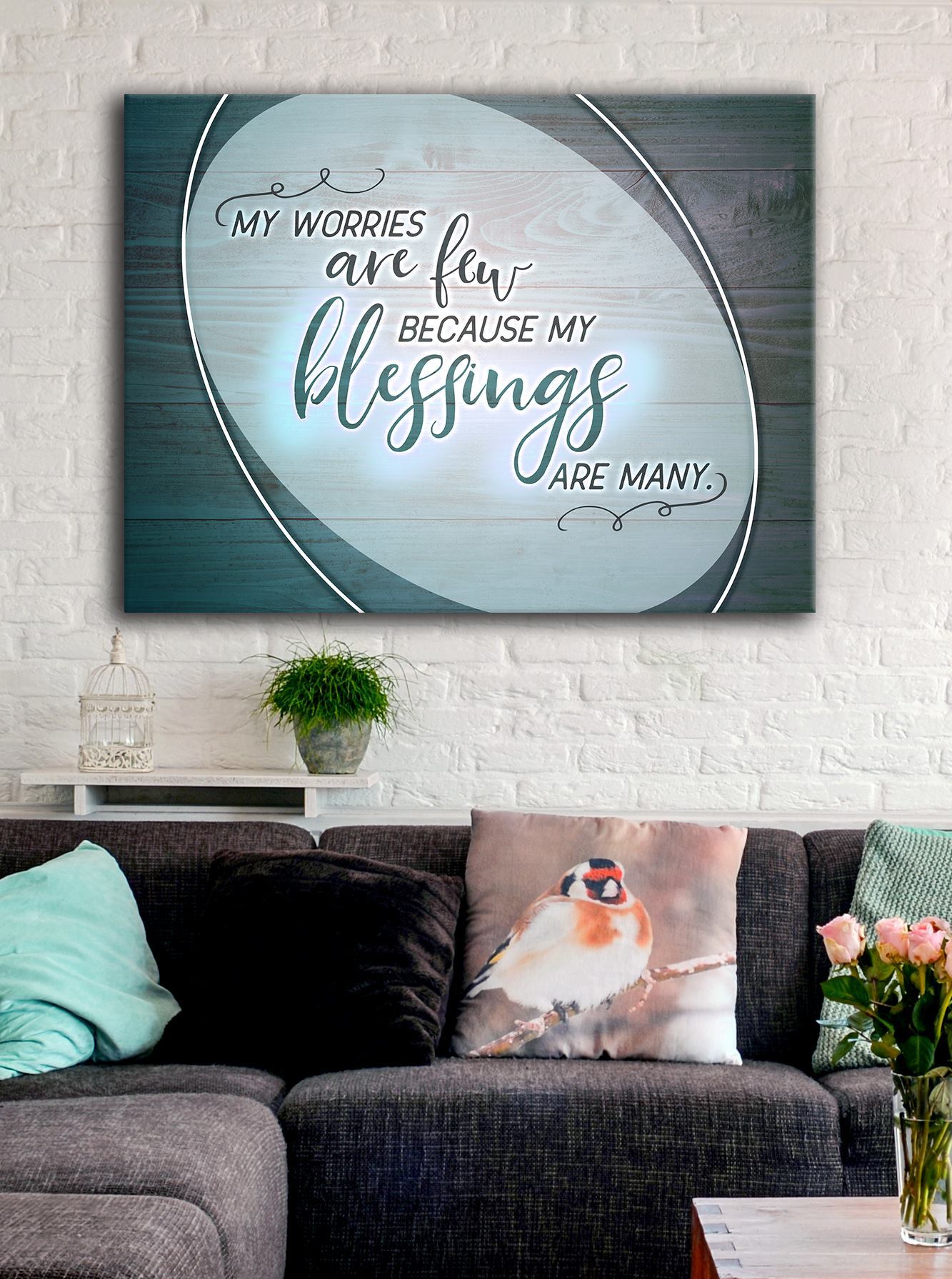 Exclusive Offer! High - Quality Wood - Framed Wall Art 'Few Worries' Ready to Hang for Your Home
