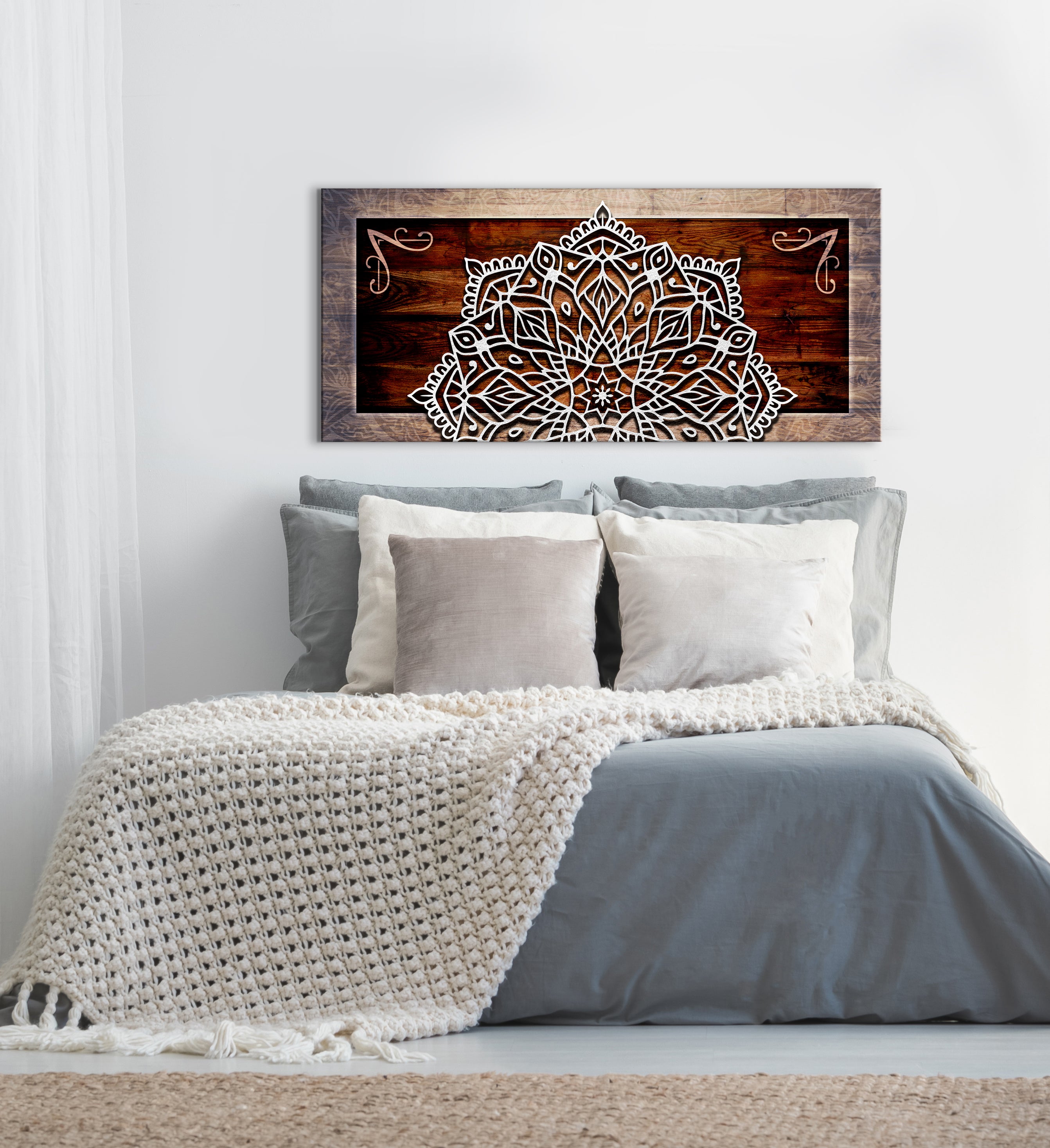 Exclusive Boho Mandala Wall Art V5 with Wood Frame - Ready to Hang! Buy 2, Save 20%
