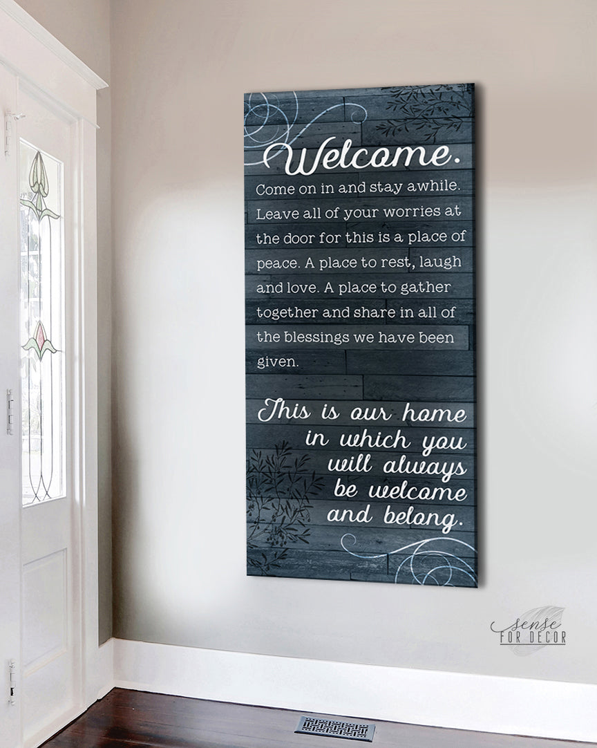 Exclusive Offer! Ready-to-Hang Wood Frame Home Wall Art: Welcome and Stay