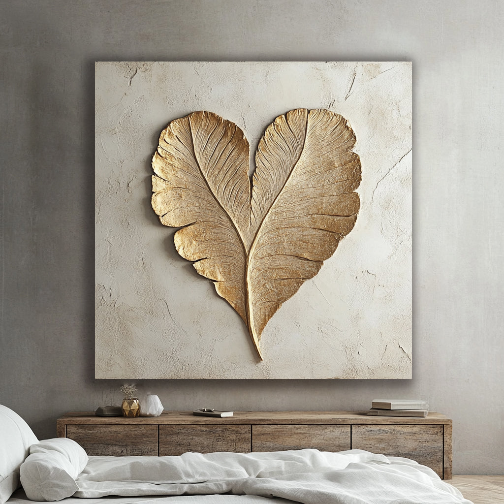 Exclusive Golden Heartleaf Wall Art - Timeless Luxury
