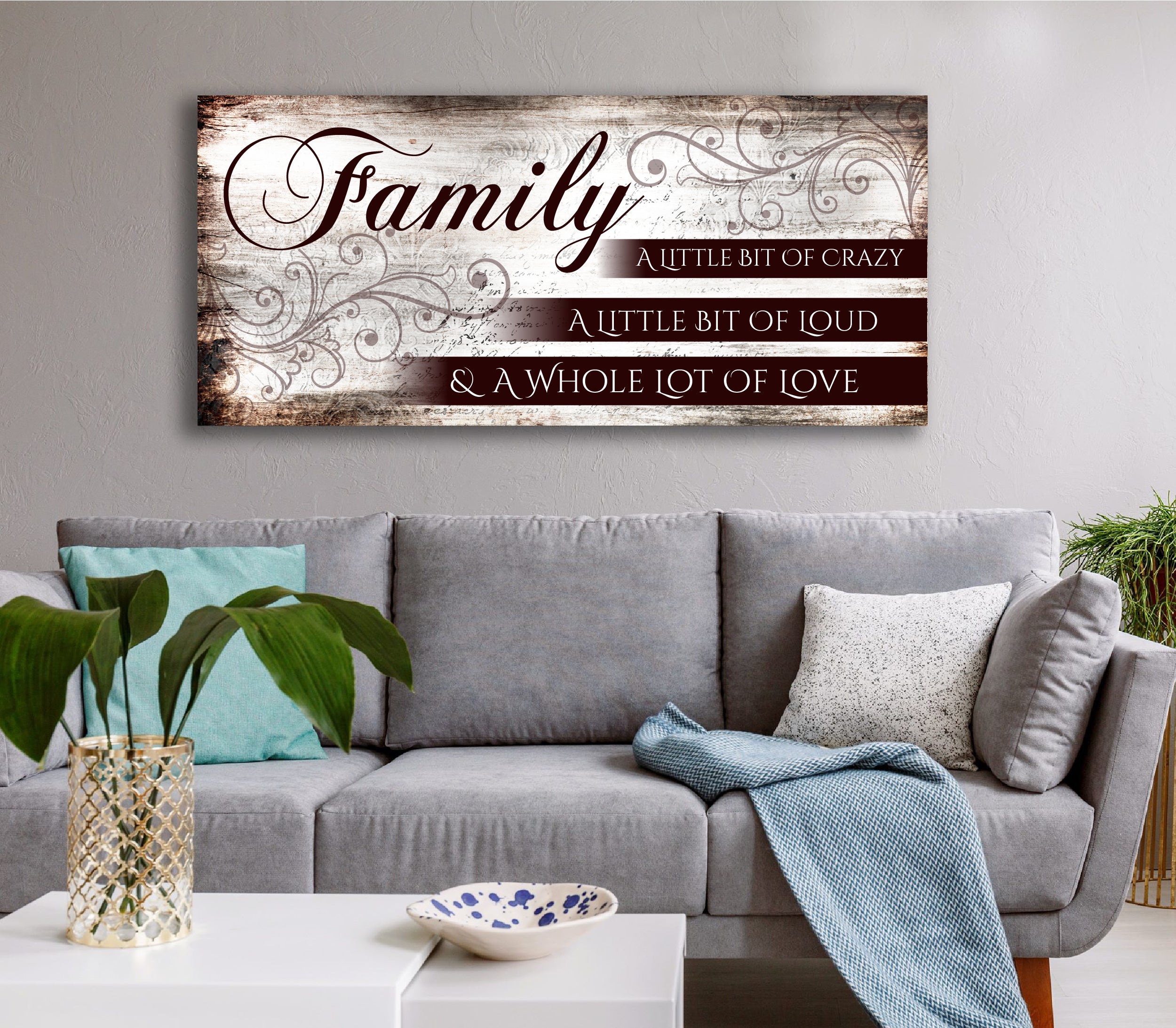 Hot Deal! Family Wall Art: Crazy V11, Wood Frame Ready to Hang