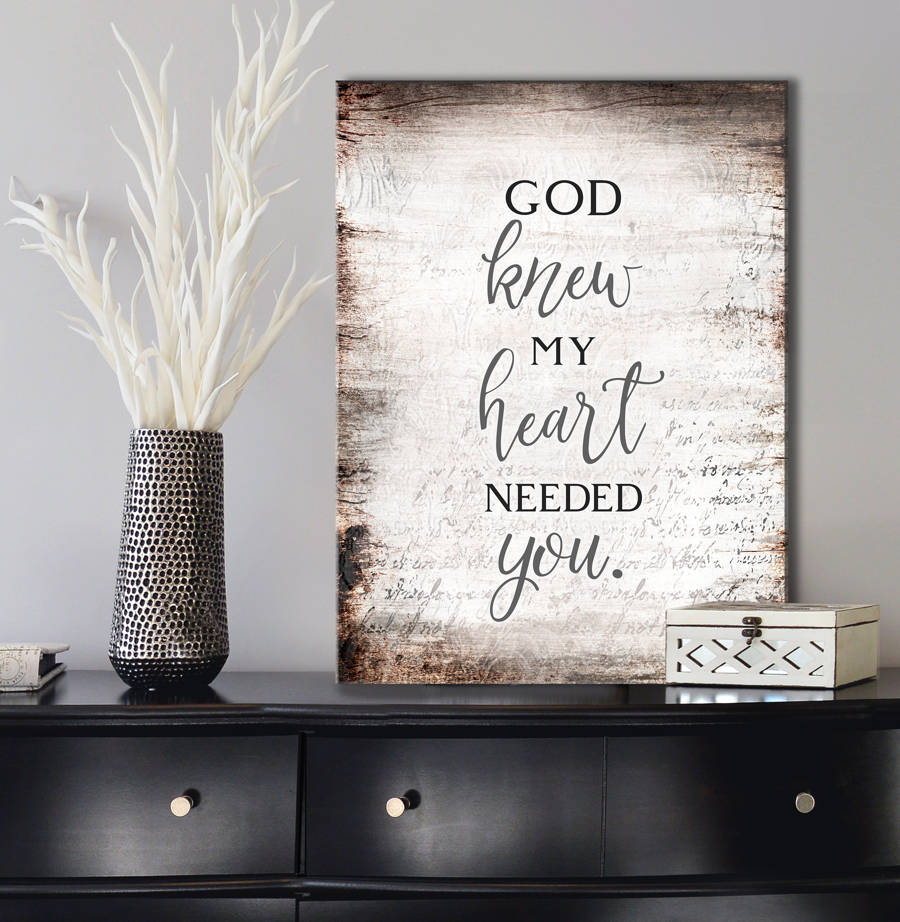 Hot Deal! Christian Wall Art - God Knew My Heart Needed You V3 with Wood Frame, Ready to Hang