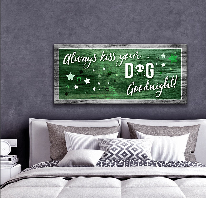 Hot Deal! Pet Wall Art - 'Always Kiss Your Dog Goodnight' with Wood Frame, Ready to Hang
