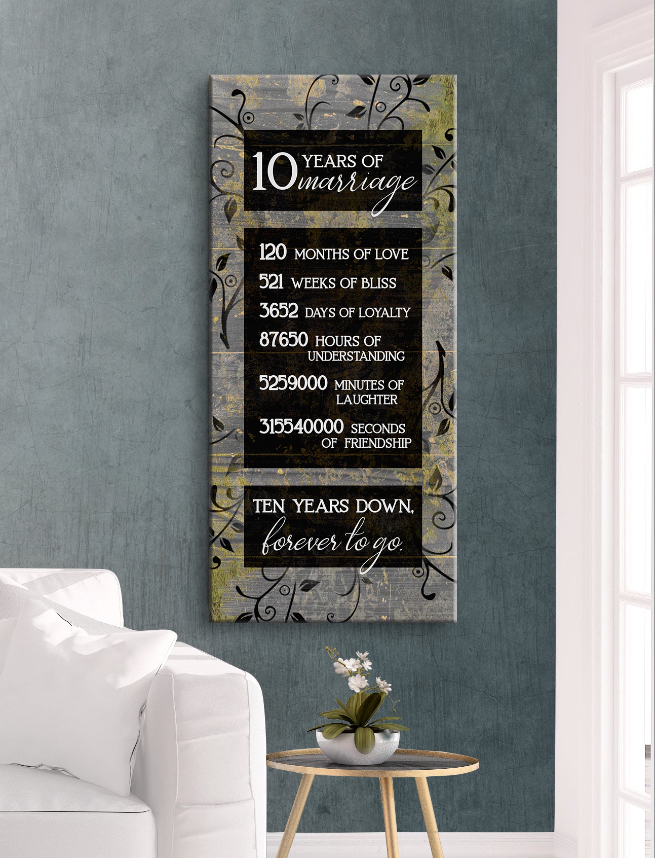 High - quality Wood - framed 10 - year Marriage Couples Wall Art, Ready to Hang