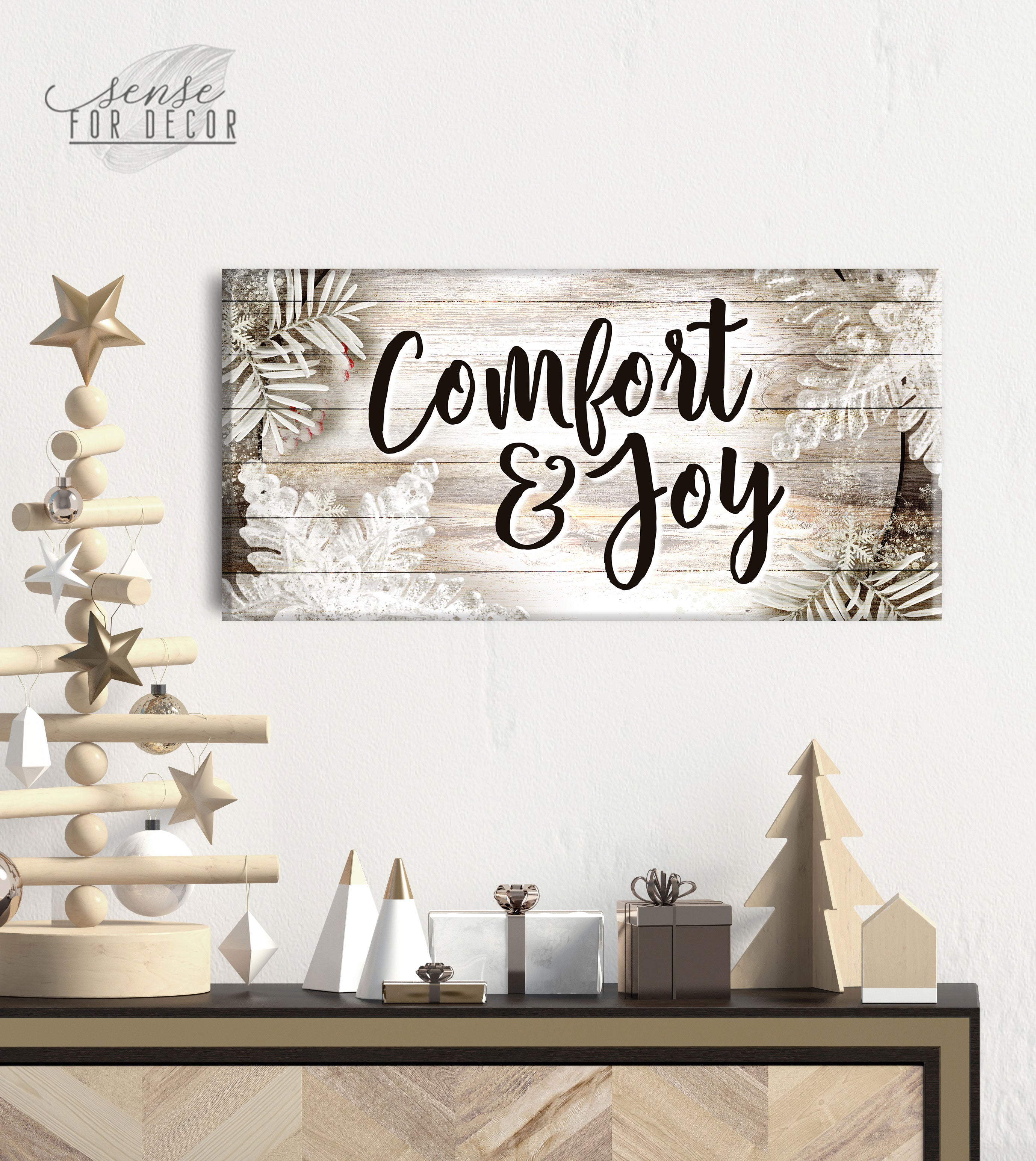 Holiday Wall Art: Comfort & Joy - Wood Frame, Ready To Hang! Buy 2, Save 20%