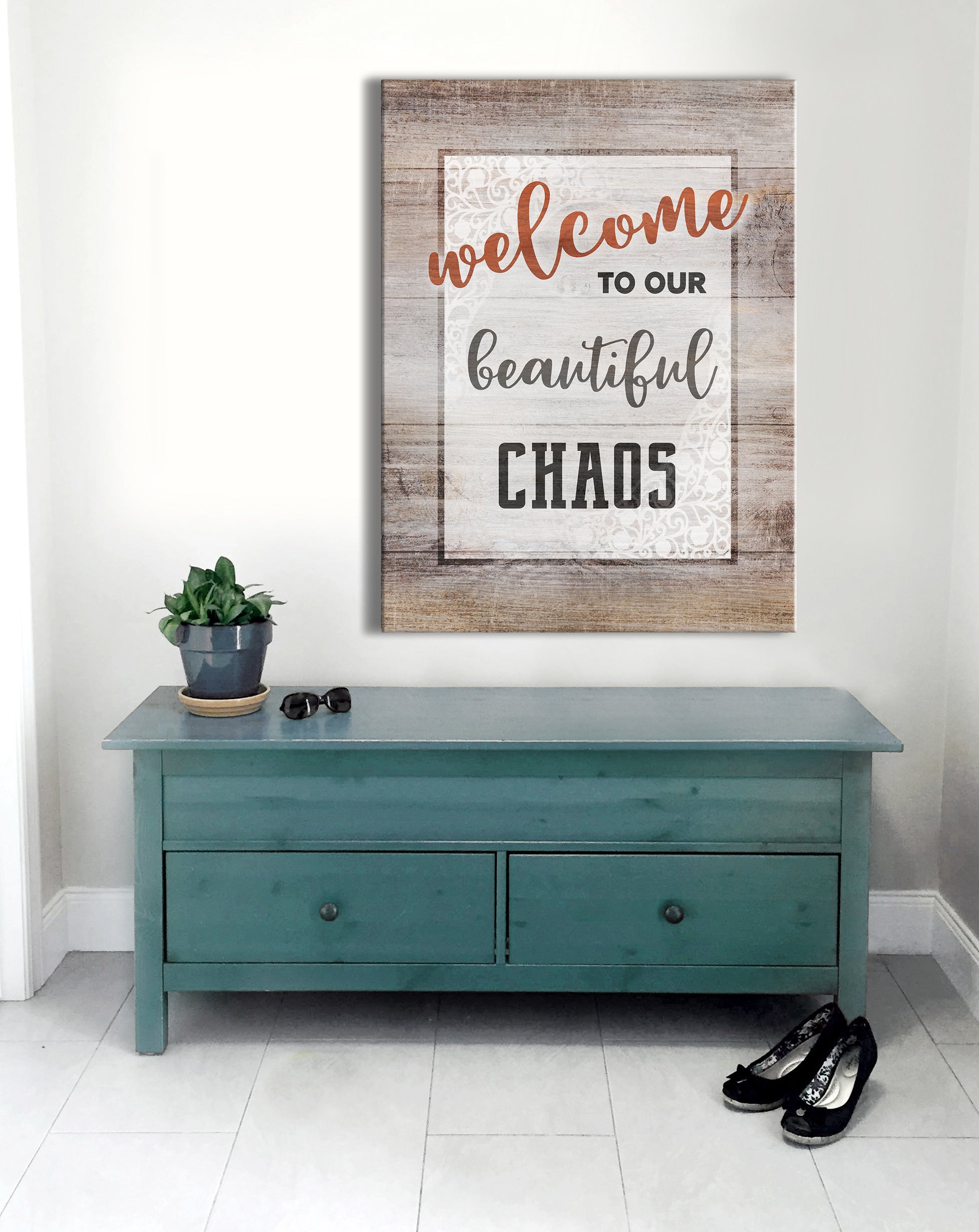 High - Quality Wood - Framed Wall Art: Welcome To Our Beautiful Chaos V2 (Ready To Hang)