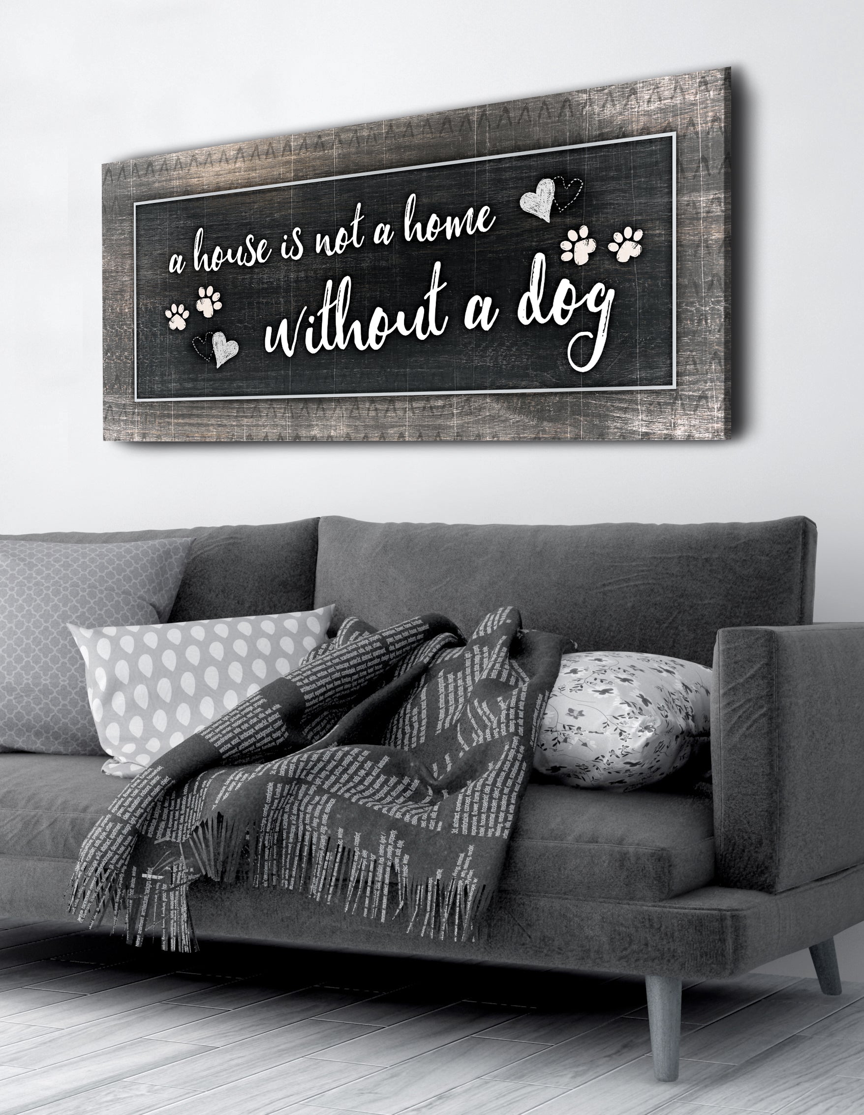 High - Quality Wood - Framed Pet Wall Art: A House Is Not A Home V2, Ready To Hang