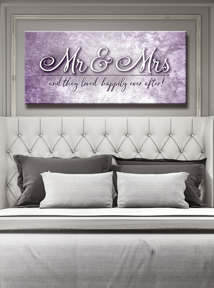High - Quality Wood - Framed Couples Wall Art: Mr and Mrs, Happily Ever After (Ready To Hang)