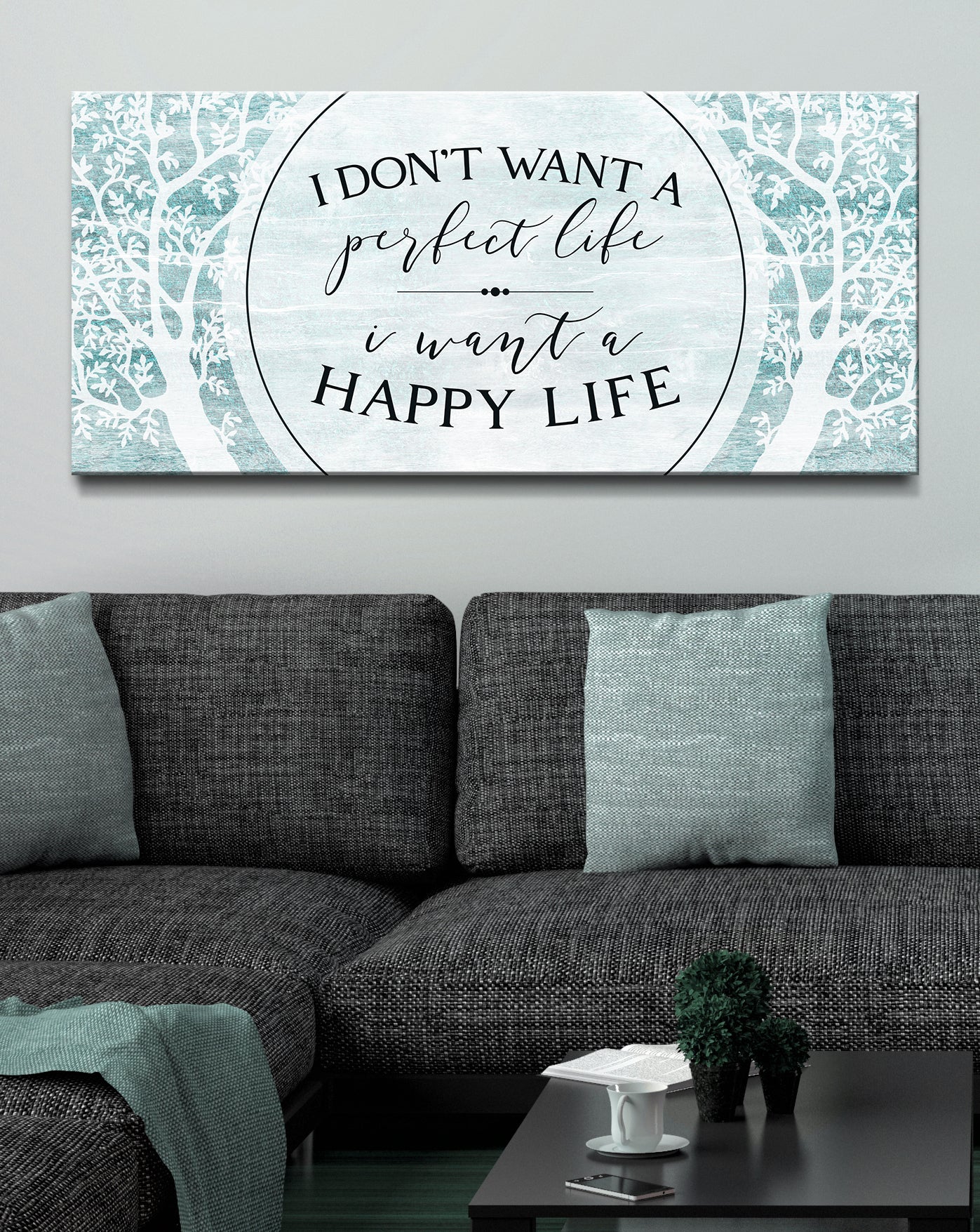 Exclusive! Happy Life Wall Art with Wood Frame, Ready to Hang
