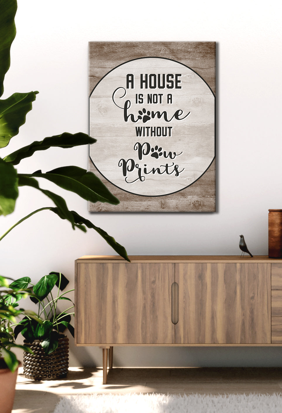 Hot! Paw-themed Pet Wall Art with Wood Frame, Ready to Hang