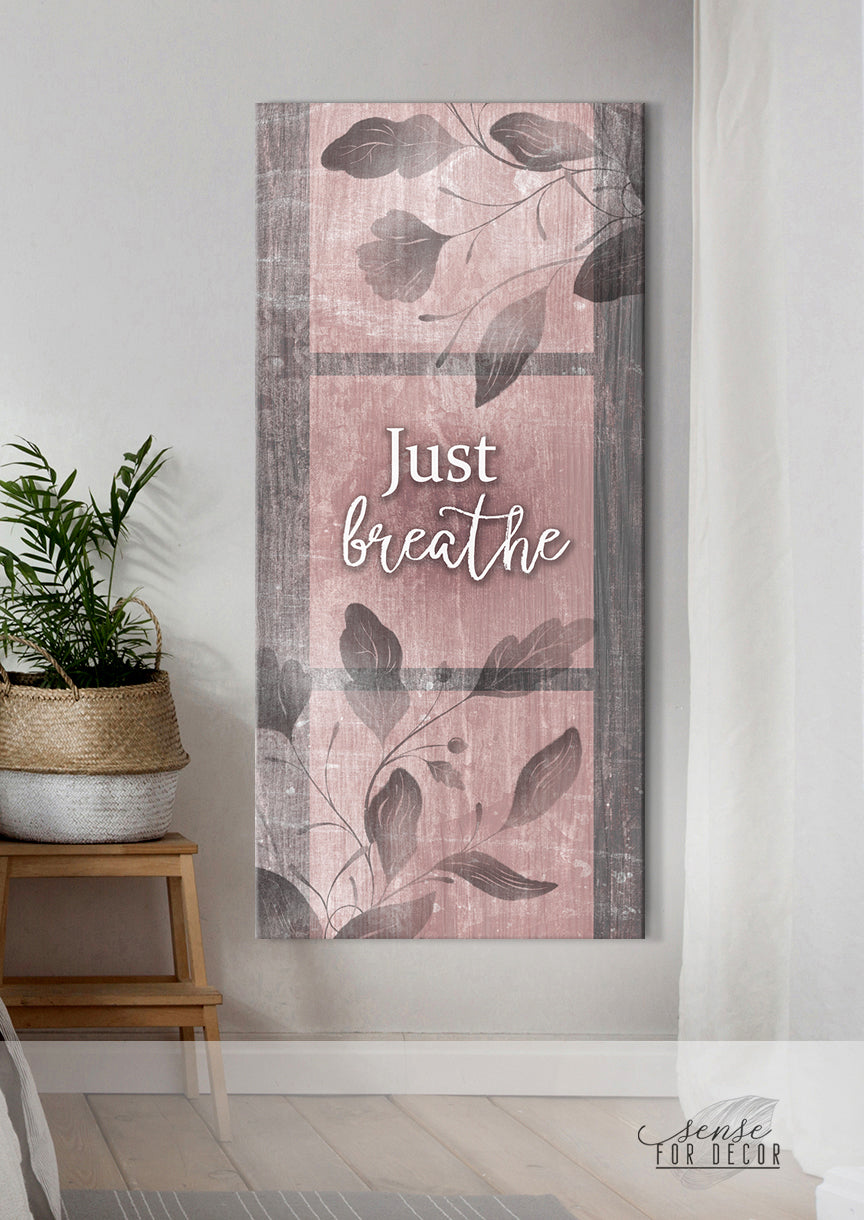 Ready-To-Hang Wood Frame Home Wall Art: Just Breathe V20
