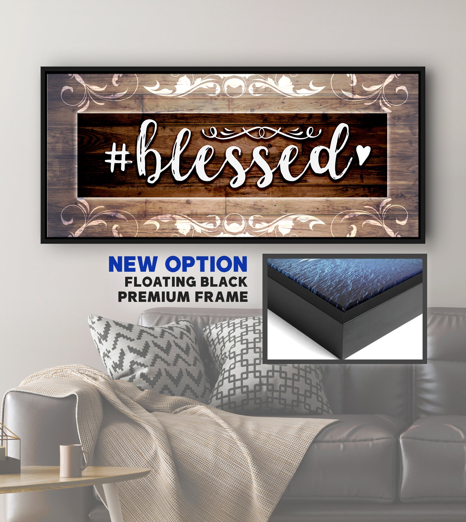 High - Quality Wood - Framed 'Hashtag Blessed' Christian Wall Art, Ready To Hang