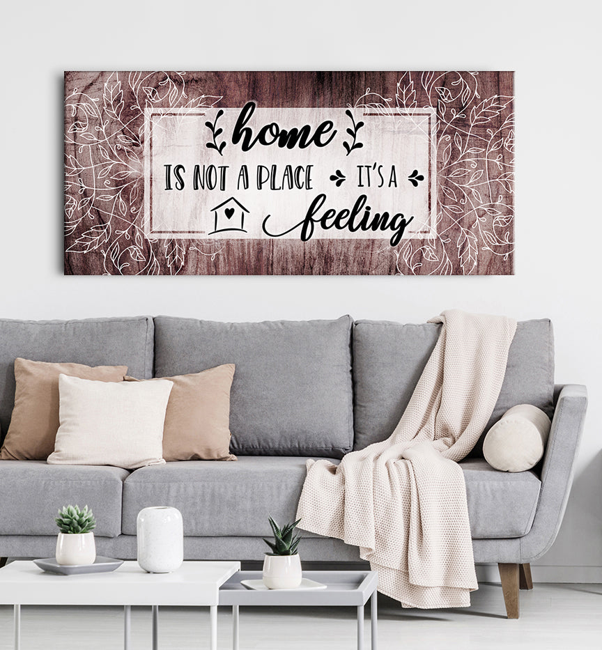 Ready-to-Hang Wood Frame Home Wall Art: Home is a Feeling, Not Just a Place V3
