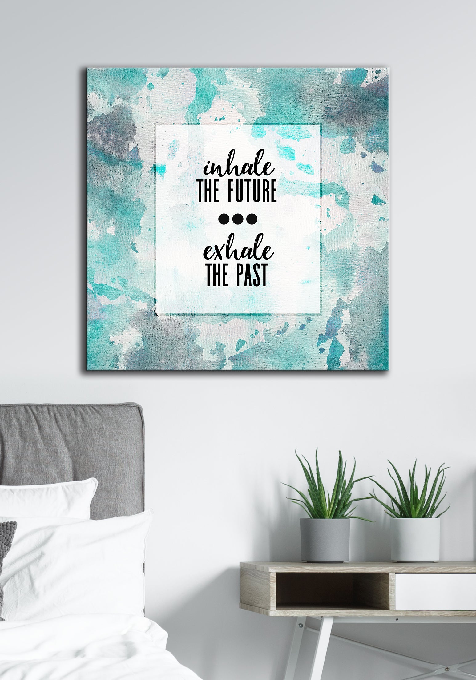 Powerful Women Inspirational Wall Art: Inhale Future with Wood Frame, Ready to Hang