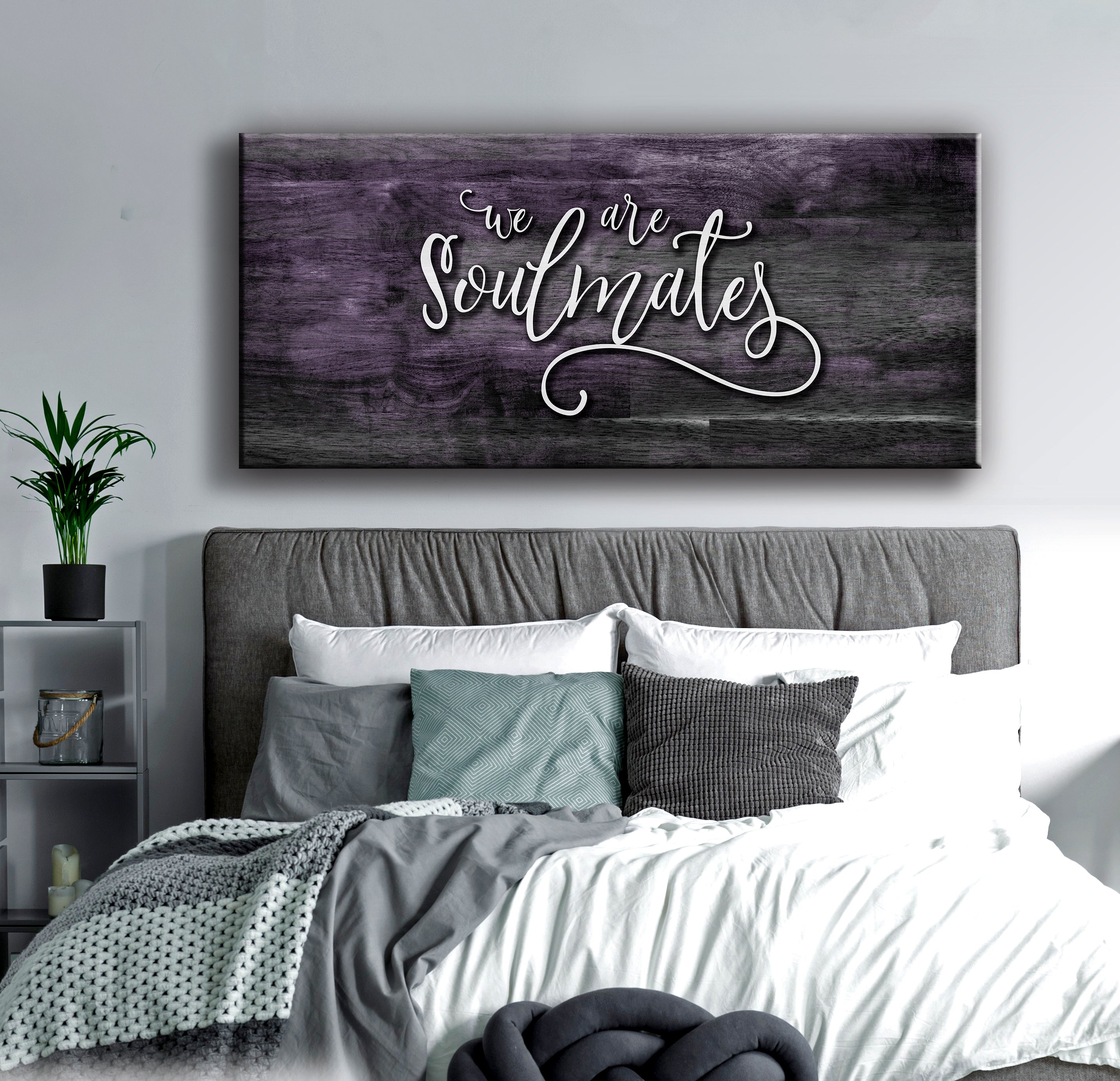 Hot Sale! Couples Wall Art - 'We Are Soulmates' with Wood Frame, Ready to Hang