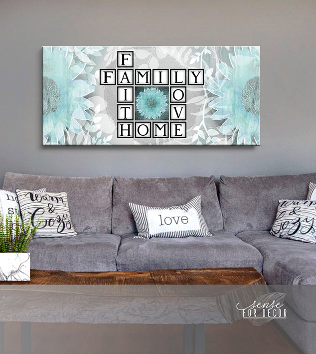 Hot Deal! Family Wall Art - Family Faith Home Love V2 with Wood Frame, Ready to Hang