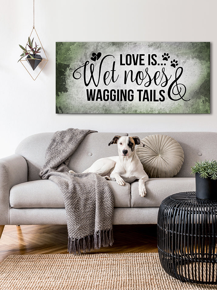 High - Quality Wood - Framed Pet Wall Art: Love in Wet Noses and Wagging Tails (Ready to Hang)