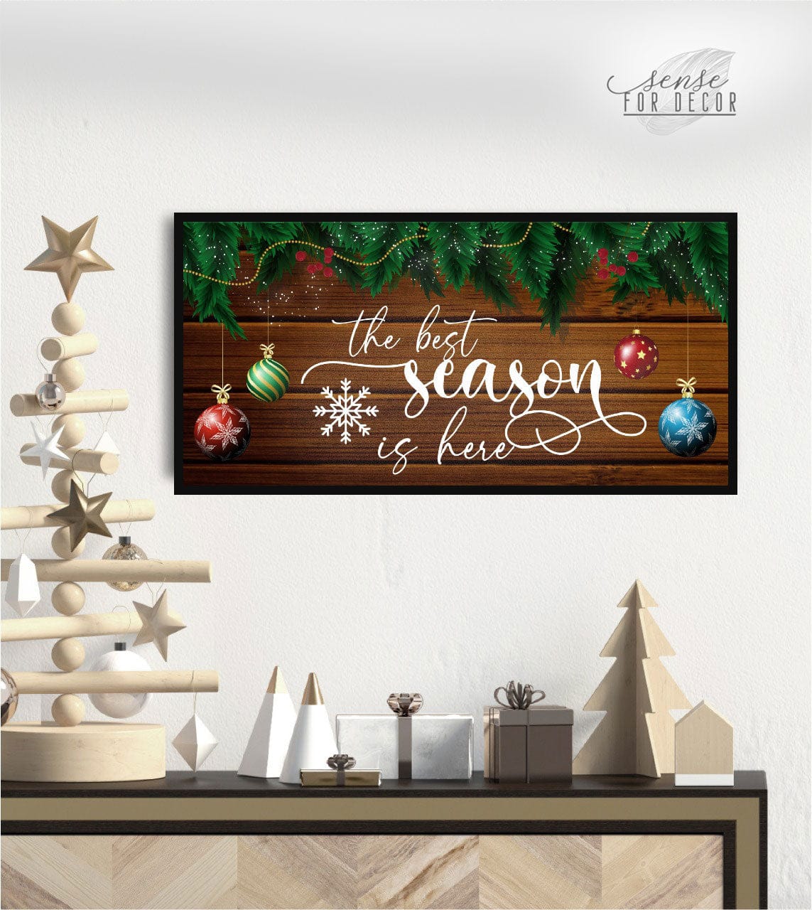 Holiday Wall Art: Ready-to-Hang Wood Frame - Best Season Sale
