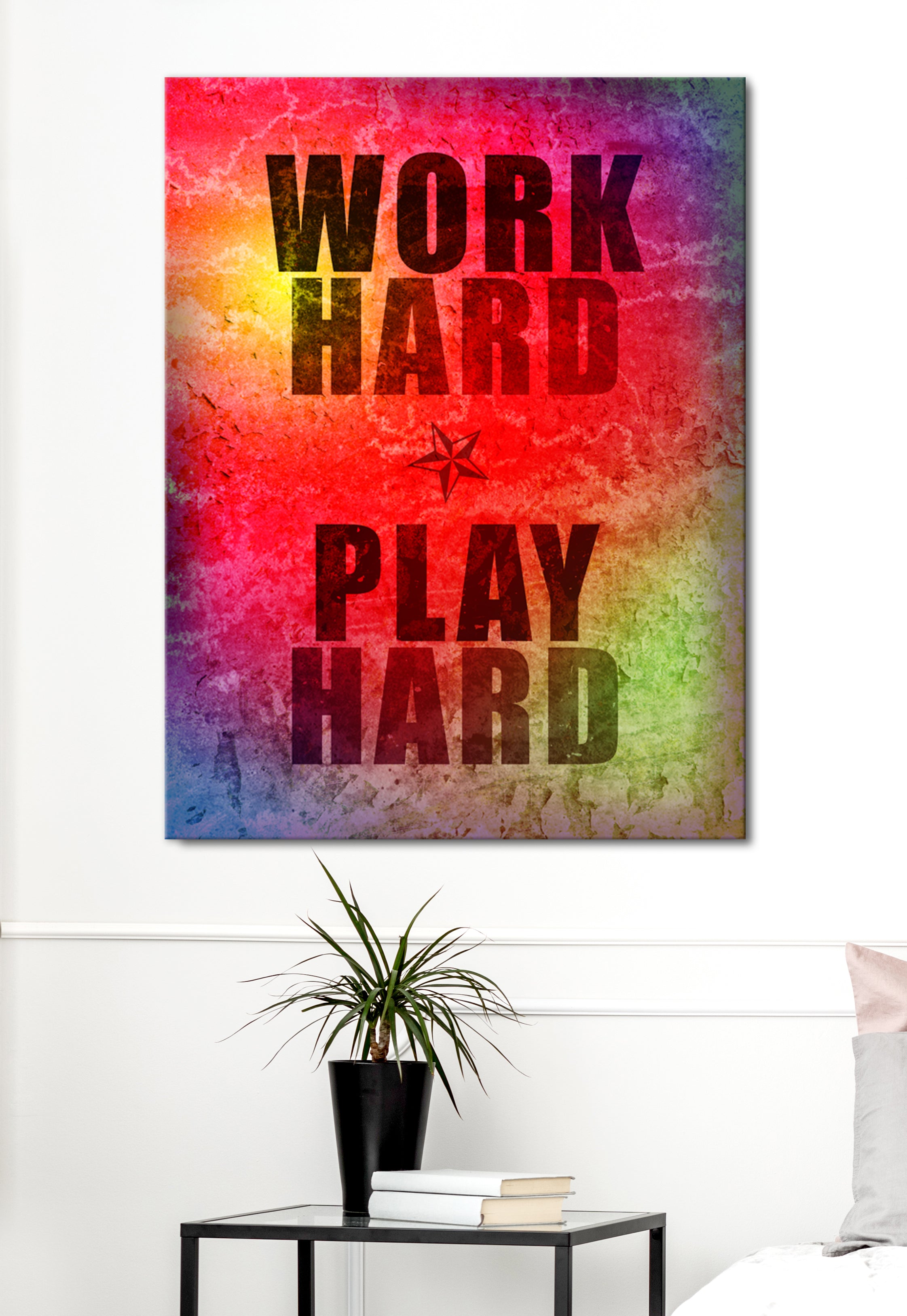 Exclusive Business Wall Art: 'Work Hard Play Hard' in Wood Frame, Ready to Hang - Buy 2 Get 20% Off!